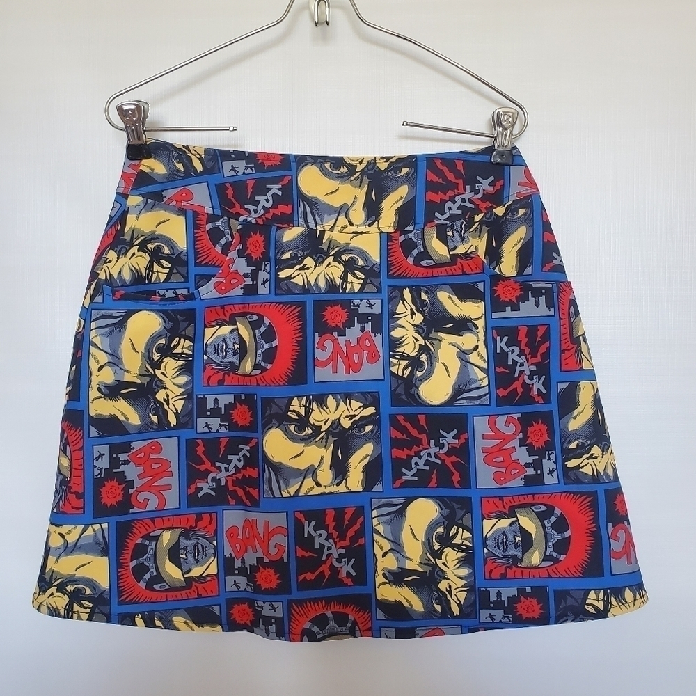 R.D.S. SPACE GIRL Z 90'S VINTAGE SUPER HERO COMIC GRAPHIC MINI SKIRT WOMEN S/M